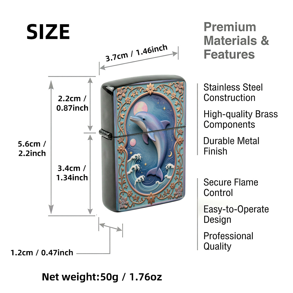 Flip Top Lighter Dolphin Moon  - огляд і ціна Vintage Collectible Lighters